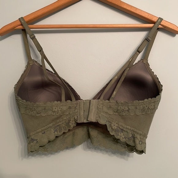Aerie Bralette Sage Green Lace Trim Size 32DD - Picture 2 of 5